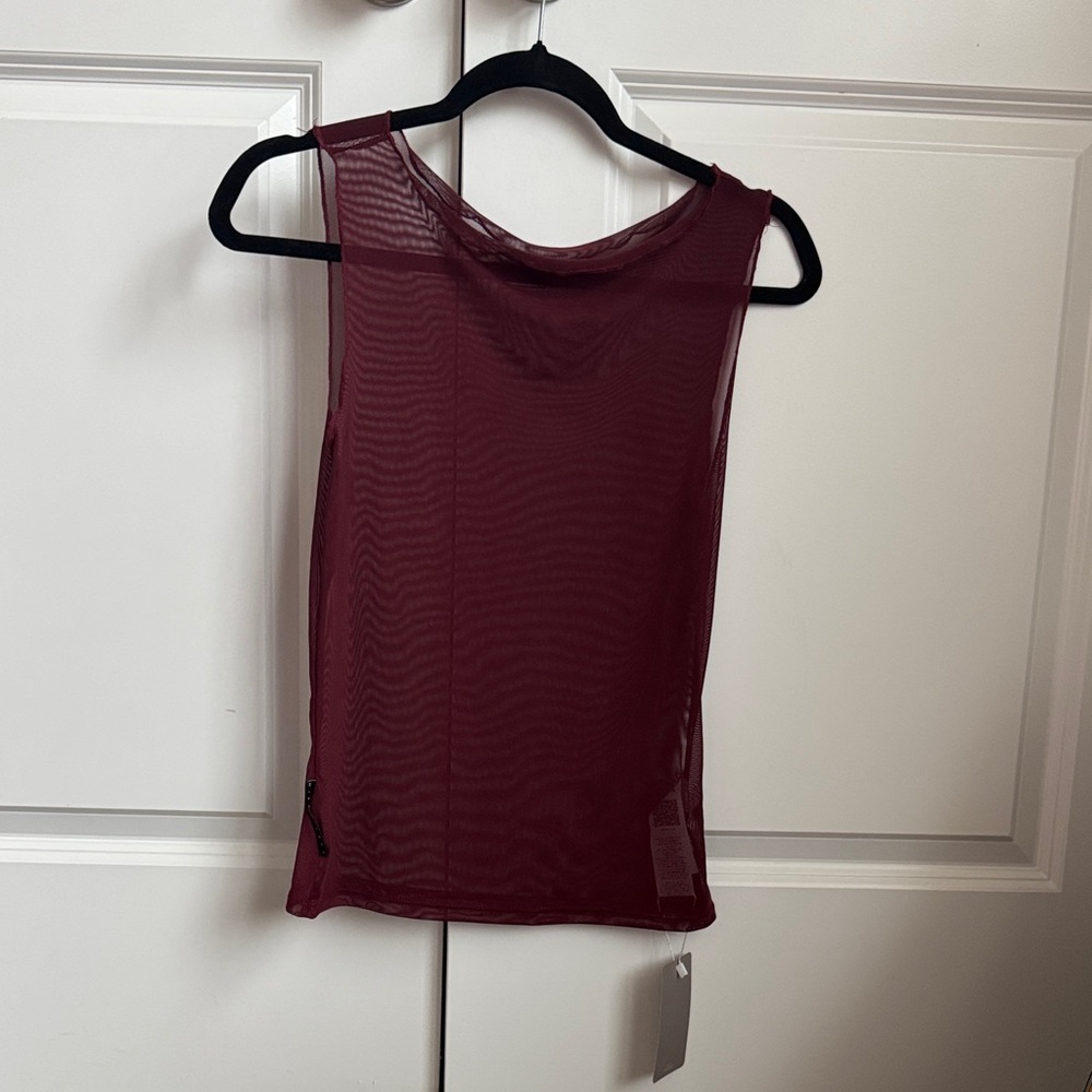 Missguided Deep Red Mesh Tank Top